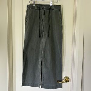 J.Jill Tall Wide Leg Pants Women’s Olive Gray Cotton Twill Drawstring Waist